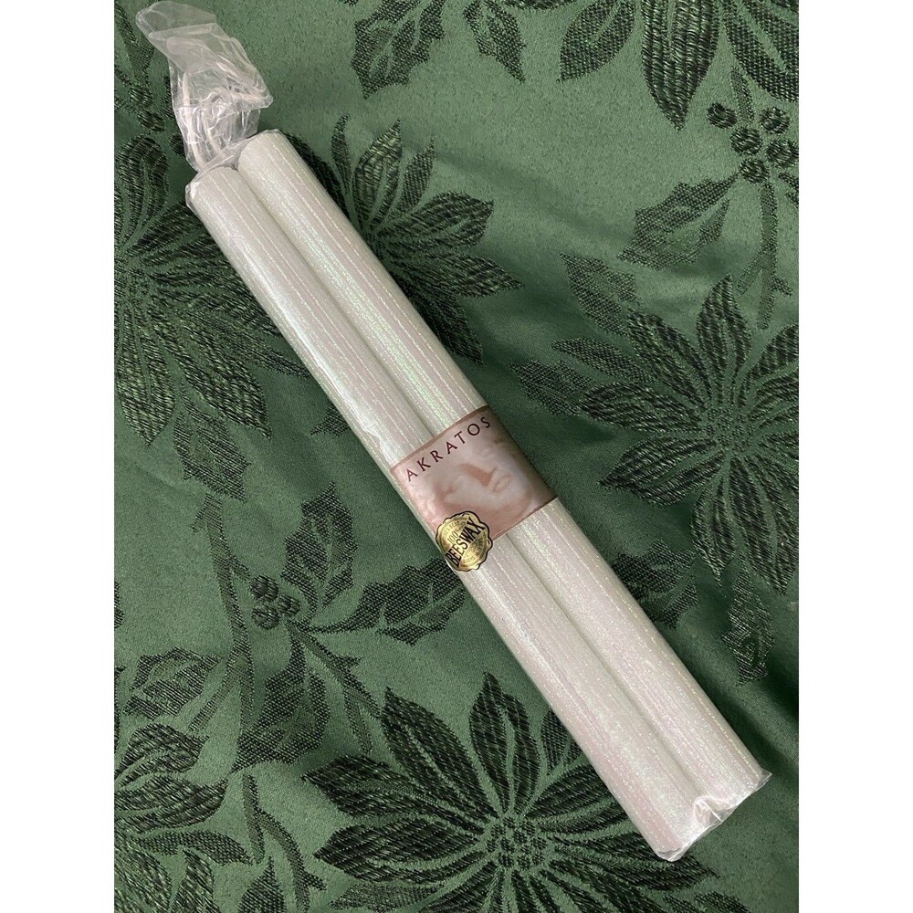 Akratos 100% Beeswax 2) 10” Glitter Candlesticks Taper Style Candles Vtg NOS